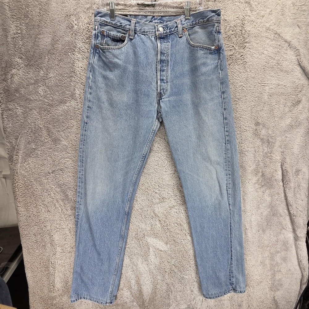Vintage Levis 501 Jeans Mens Blue Made In USA Button Fly Straight Fits 32x32